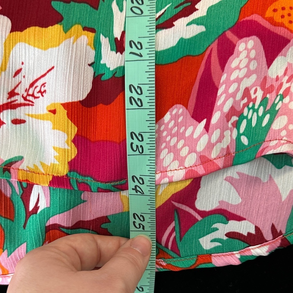 Hudson Gray Cottagecore Maximalism Boho Tropical Resort Floral Red/Pink Top SzM - Picture 13 of 13